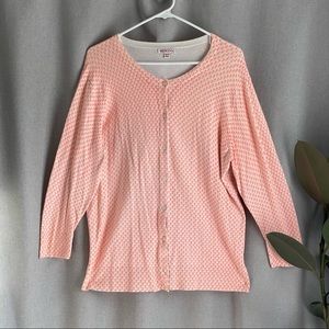 MERONA Buttoned Cardigan Sweater Cream with Neon Orange Floral Pattern XXL